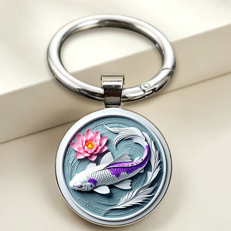 Ethereal Koi Lotus Keychain